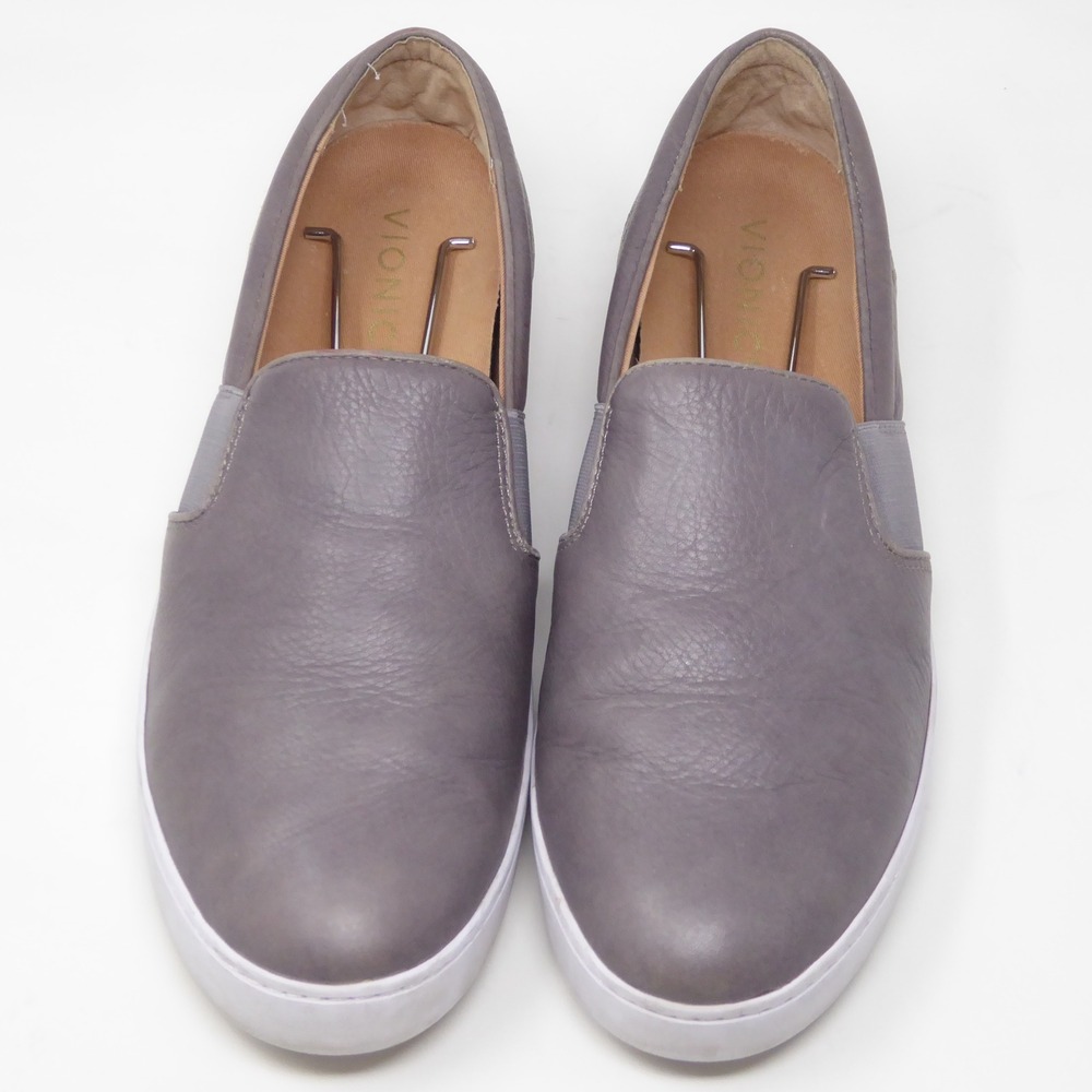 Vionic Women Slip On Sneakers Shoes Gray Leather Demetra Orthotic Size 9 - Picture 3 of 9